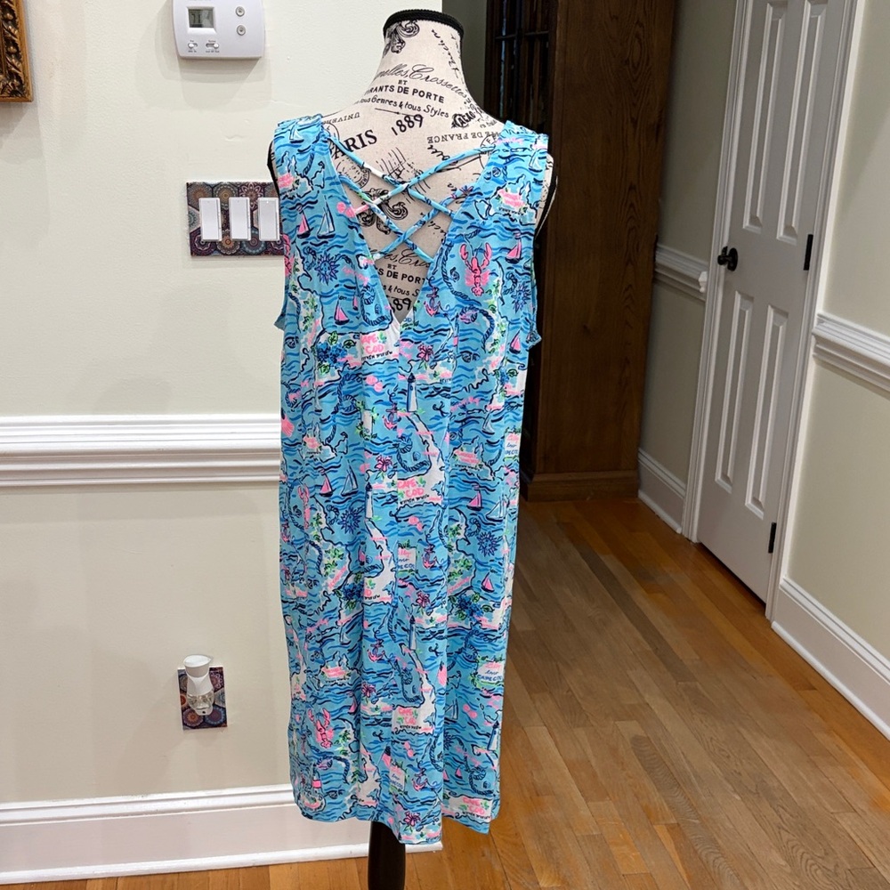Lilly Pulitzer Blue Pink Nautical Print Midi Dress - Picture 3 of 4